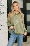 Bolt V-Neck Sweater in Olive