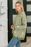 Bolt V-Neck Sweater in Olive