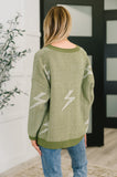 Bolt V-Neck Sweater in Olive