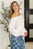 Jo Off Shoulder Long Sleeve Top in Bone