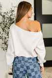 Jo Off Shoulder Long Sleeve Top in Bone