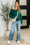 Jo Off Shoulder Long Sleeve Top in  Hunter Green
