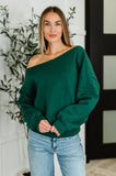 Jo Off Shoulder Long Sleeve Top in  Hunter Green