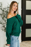 Jo Off Shoulder Long Sleeve Top in  Hunter Green