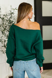 Jo Off Shoulder Long Sleeve Top in  Hunter Green