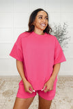 Slow Sunday Ribbed Knit Set in Hot Pink