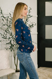 Something in the Air Lettuce Hem Longsleeve Top in Navy