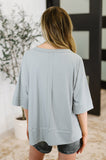 Lauren Stay On Top Relaxed Tee in Light Grey