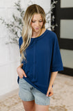 Lauren Stay On Top Relaxed Tee in Light Navy