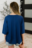 Lauren Stay On Top Relaxed Tee in Light Navy