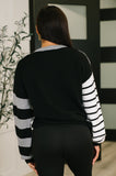 Striped Simplicity Color Block Relaxed Pullover