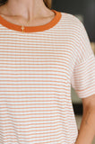 Sunbeam Shuffle Banded Round Neck Top in Orange
