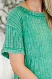 Sunday' Mineral Wash Top in Kelly Green