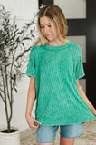 Sunday' Mineral Wash Top in Kelly Green