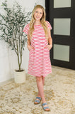 Sunny Stripes Casual Flutter Sleeve Dress