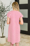 Sunny Stripes Casual Flutter Sleeve Dress