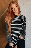 Sunny Patchwork Striped Top in Black