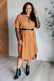 Back Twisted Cutout Shirt Dress