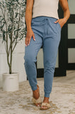 Phoenix High Waisted Joggers in Dusty Blue