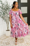 Sweetheart Square Neck Floral Dress