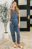 Hailey Waist Tie Overalls in Dark Blue