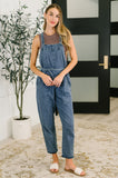 Hailey Waist Tie Overalls in Dark Blue