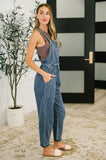 Hailey Waist Tie Overalls in Dark Blue