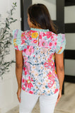 Ruffled High Neck Floral Blouse