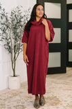 Travel Ribbed Knit Dress in Wine