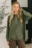 Urban Scooped Hi-Low Long Pullover in Olive