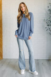 Mineral Wash Ribbed Knit Top in Vintage Denim