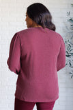 Mineral Wash Ribbed Knit Top in Wine