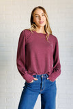 Mineral Wash Ribbed Knit Top in Wine