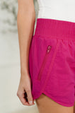 Windbreaker Smocked Waistband Running Shorts in Hot Pink