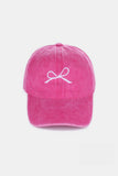 Bow Embroidered Washed Hats