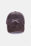 Bow Embroidered Washed Hats