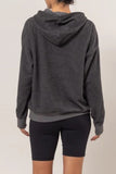 Brushed Long Sleeve Hoodie with Kangaroo Pocket in Charcoal