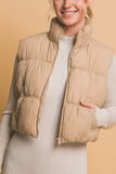 Elle Zip Up Turtleneck Cropped Vest Coat