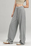 Joey Drawstring Wide Leg Pants in Grey & Black