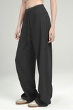 Joey Drawstring Wide Leg Pants in Grey & Black