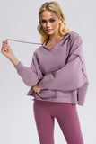 Drawstring Frayed Hem Long Sleeve Hoodies