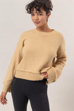 Daniella Dropped Shoulder Ribbed Sweater in Taupe