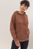 Brushed Long Sleeve Hoodie with Kangaroo Pocket in Chesnut