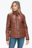 Carson Zip Up Puffer Jacket in Brandy