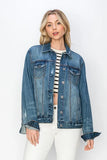 Poppy Distressed Button Up Jacket