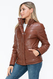 Carson Zip Up Puffer Jacket in Brandy