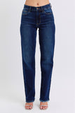 JACQUELINE MID RISE FRAYED HEM STRAIGHT LEG JEANS