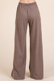 James Elastic Waist Wide Leg Pants with Pockets in Taupe