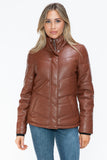 Carson Zip Up Puffer Jacket in Brandy