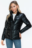 Carson Zip Up Puffer Jacket in Black